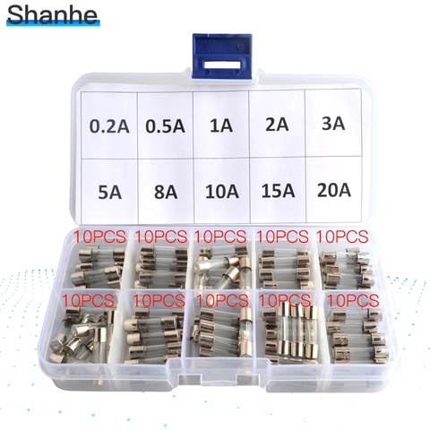 Promotion! 100Pcs Set 5x20mm Quick Blow Glass Tube Fuse Assorted Kits,Fast-blow Glass Fuses ► Photo 1/6