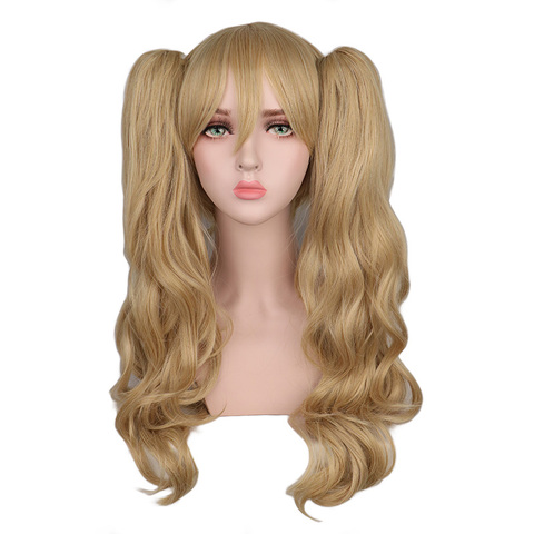 QQXCAIW Long Wavy Cosplay Mixed Blonde With 2 Ponytails 50 Cm Synthetic Hair Wigs ► Photo 1/3