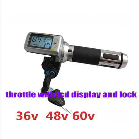 twist throttle rolling handlebar for electric bike scooter tricycle MTB 36v48v60v with lock/key/cruise&speed battery indicator ► Photo 1/6