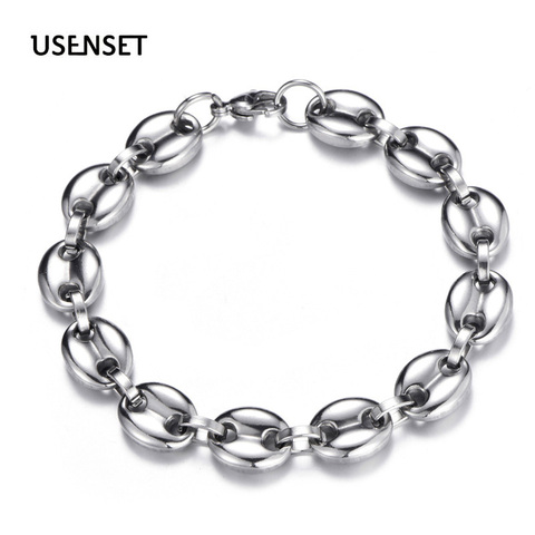 8MM 11MM 13MM Coffee bean Chain Charm Jewelry Men's Bracelet  Stainless Steel Chain Bangle Jewelry M03 ► Photo 1/6