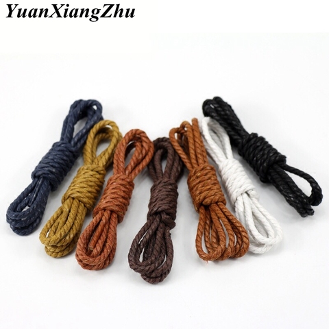 1 Pair Casual Leather Shoelaces Waxed Round shoe laces Shoestring Martin Boots Sport Shoes Cord Ropes 60/90/120/150cm P4 ► Photo 1/6