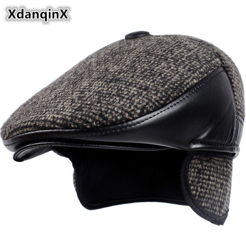 XdanqinX 2022 Winter Style New Men's Hat Woolen Thick Warm Berets With Earmuffs Male Bone Dad's Hat Trucker Winter Hats For Men ► Photo 1/6