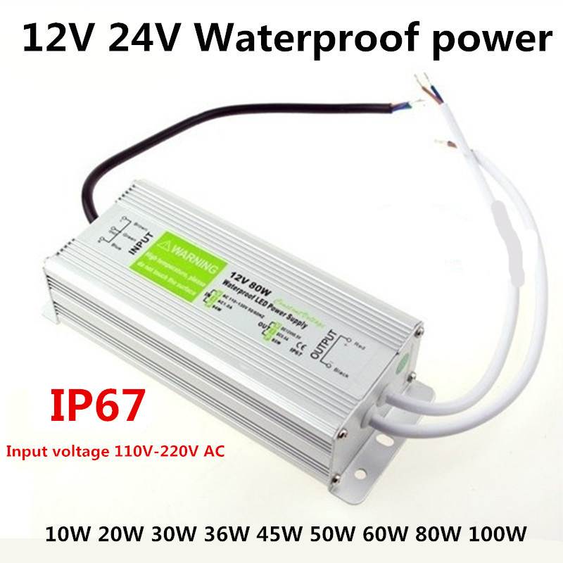 10W-200W Waterproof IP67 Electronic LED Transformer DC12V LED Power Supply Unit 