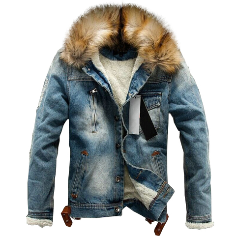 drop shipping 2022 new men jeans jacket and coats denim thick warm winter outwear S-4XL LBZ21 ► Photo 1/6