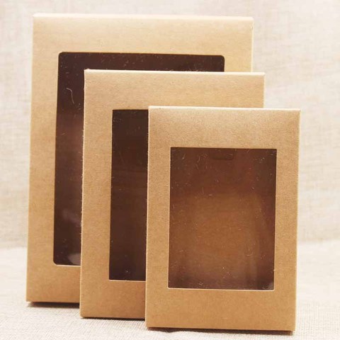 20pcs DIY paper box with window white/black/kraft paper Gift box cake Packaging For Wedding home party muffin packaging ► Photo 1/6