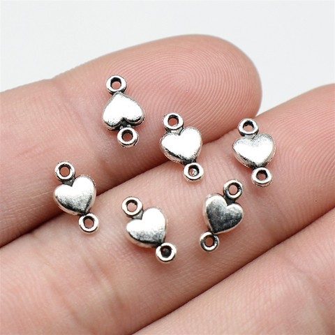 WYSIWYG 30pcs Charms Connector Antique Silver Color Small Heart Connector DIY Jewelry Making Accessories 10x5mm ► Photo 1/5