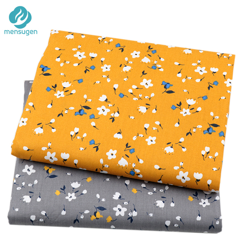 2 pcs/lot Ginger Yellow Grey Floral Cotton Fabric For Patchwork Scrapbook Headband DIY Bags Baby Shoes Pillows Sewing fabric ► Photo 1/6