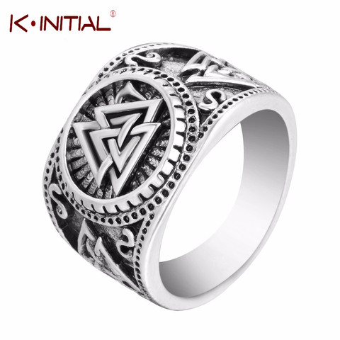Kinitial Odin Symbol Norse Viking Runes Rings For Men Runic Norse Valknut Vikings Antique Charm Knuckle Ring Coiler Jewelry ► Photo 1/5