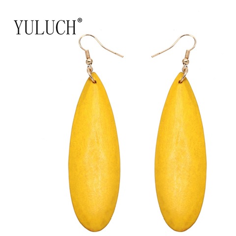 YULUCH Simple wood pendant earrings for girls four colors popular casual accessories for women ► Photo 1/6