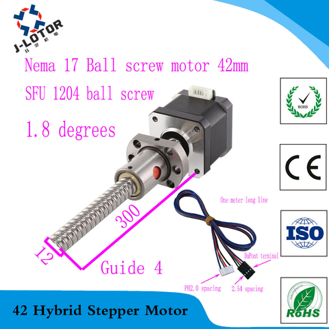 42 Ball Screw Stepper Motor helical pitch 4 SFU1204   0.4Nm Nema 17 42 ball  stepping motor ► Photo 1/1