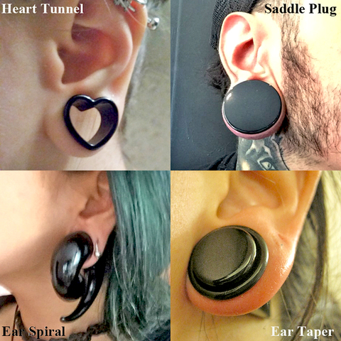 BOG-Pair Black Heart Ear Tunnel Gauge Acrylic Ear Spiral Plugs Ear Taper Stretchers Gauge Expander Saddle Ear Plugs 4-25mm ► Photo 1/6