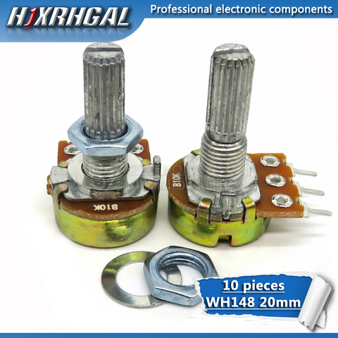 10pcs WH148 20mm 3pin Potentiometer B1K B2K B5K B10K B20K B50K B100K B250K B1M 1K 2K 5K 10K 20K 50K 100K 250K 500K 1M hjxrhgal ► Photo 1/3