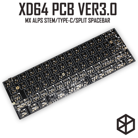 xd60 xd64 3.0 PCB Custom Mechanical Keyboard Kit underglow RGB GH60 60% programmable mx alps stem split spacebar type c ► Photo 1/5