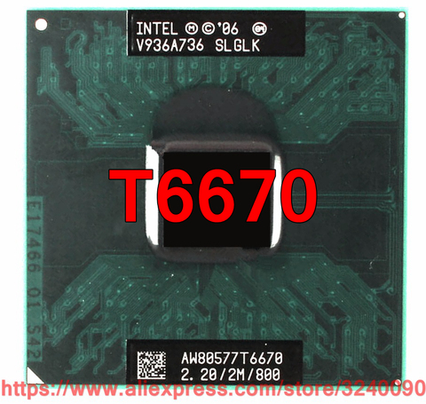 Original lntel Core 2 Duo T6670 CPU (2M Cache, 2.20 GHz, 800 MHz FSB/Dual-Core) Laptop processor free shipping ► Photo 1/1