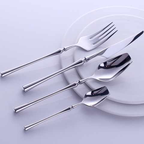 Western Portable Cutlery Set Travel Tableware 24pcs 304 Stainless Steel Dinner Set With Luxury Handle Knife Fork Dinnerware ► Photo 1/6