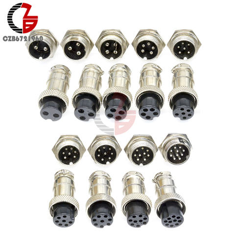1Pair GX16 2/3/4/5/6/7/8/9/10Pin 16MM Male Female Aviation Connector Plug Screw Panel Adapter Mount 125V 3A 5A 7A ► Photo 1/6