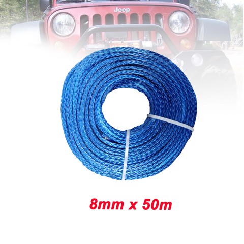 8mm x 50meters synthetic winch rope with 2 meters black sheaths ► Photo 1/2