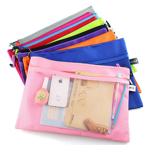 Colorful Double Layer canvas Cloth Zipper Paper File Folder Book Pencil Pen Case Bag File Document Bags free shipping ► Photo 1/6