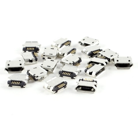 Micro USB Type B Female Port, 5 Pins 180 Degree, SMD SMT Soldering , PCB mount ► Photo 1/1