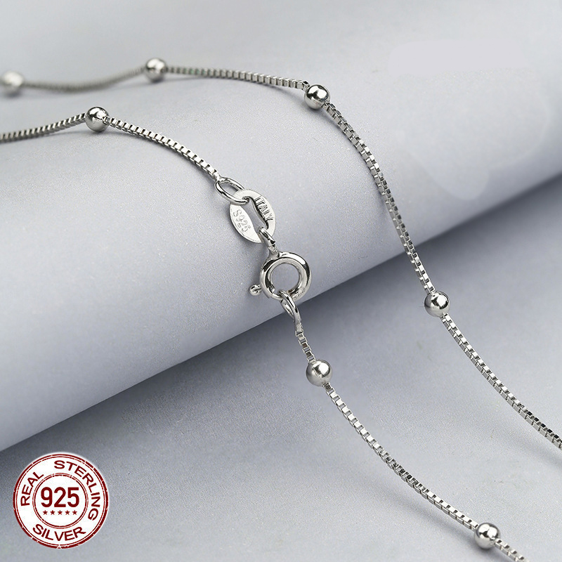 Genuine 925 Sterling Silver 10" Ball Beaded Curb Chain Anklet 