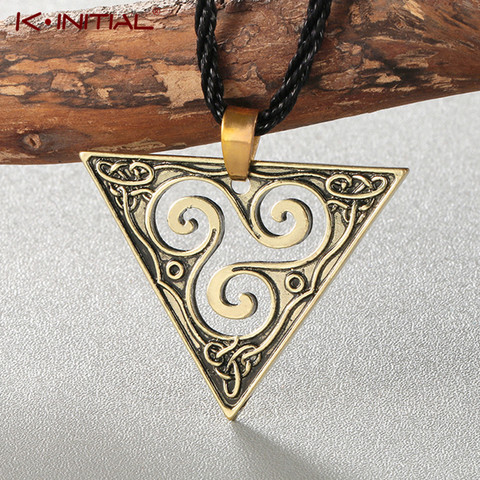 Kinitial Retro Spiral Triskele Necklace Geometric Triangle Pendant Viking Vintage Jewelry Triskelion Necklace Men Women collares ► Photo 1/6