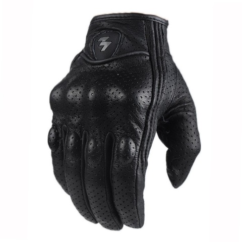 Men Motorcycle Gloves Outdoor Sports Full Finger black driving Riding Protective Armor Black Short Leather Gloves ► Photo 1/6
