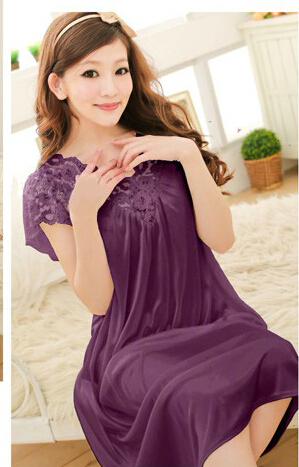 Free shipping women lace sexy nightdress girls plus size bathrobe Large size Sleepwear nightgown Y02-3 ► Photo 1/6