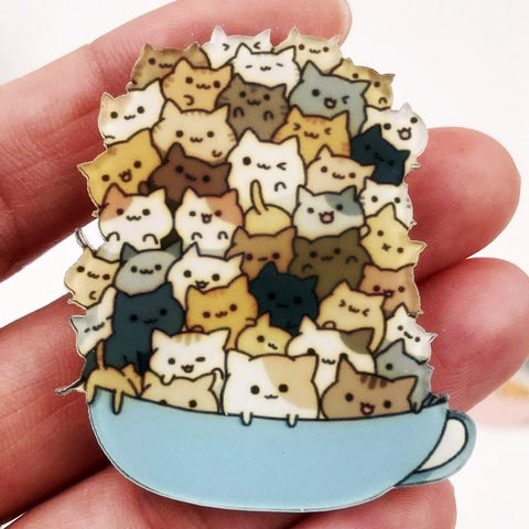1Pcs Harajuku Cute Animal Cat Acrylic Brooch Clothes Badge Kids Backpack Icon Brooches Pins Women Accessories ► Photo 1/5