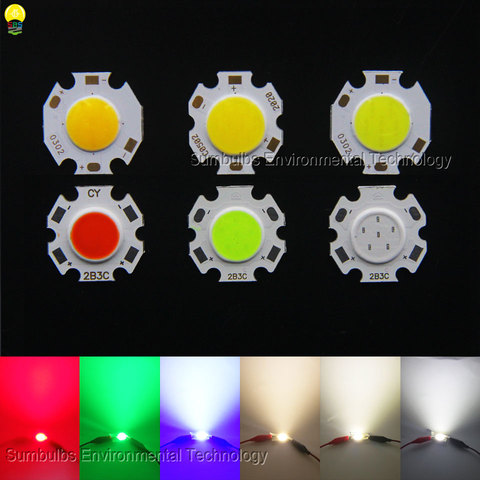 10pcs/lot 2011 3W 5W 7W Rounded LED COB Light Source Chip On Board For Spotlight Downlight Red Blue Green White 20mm ► Photo 1/6