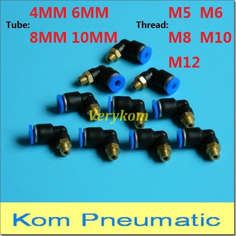PL 4-M5 6-M6 8-M8 10-M12 Pneumatic 4mm 6mm 8mm 10mm Tube Hose Push In M5 M6 M8 M10 M12 Male Elbow Air Fitting Connector M8*1.0 ► Photo 1/4