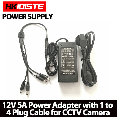 HKIXDISTE 12V 5A 4 Port CCTV Camera AC Adapter Power Supply Box For The CCTV Camera ► Photo 1/6