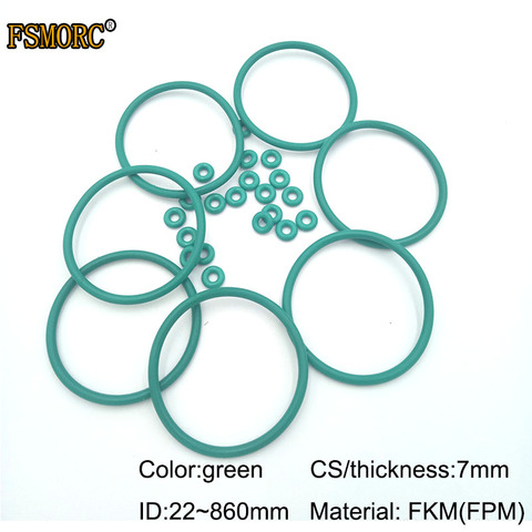 ID22mm~860mm*7mm thickness/CS Green FKM  o rings Oil resistant acid and alkali resistant sealing Gasket FPM o-ring ► Photo 1/4