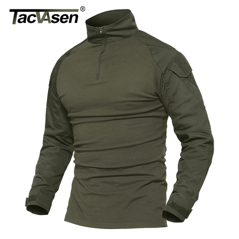 TACVASEN Men Camouflage Tactical T-shirts Summer Army Combat T Shirt Cotton Military T-shirt Airsoft Paintball Hunt Clothing Men ► Photo 1/6