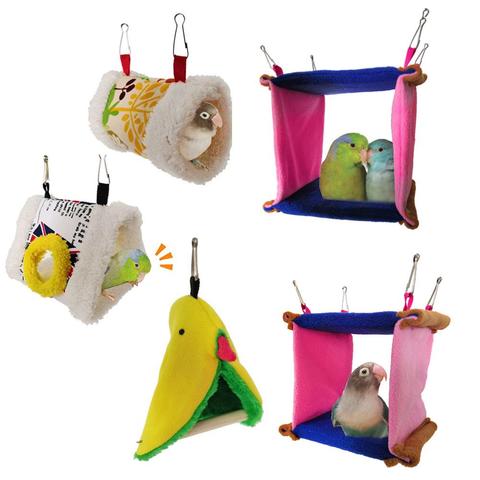Square Bird Parrot Nest Soft Plush Bird Parrot Hammock Warm Hanging Bed For Pet Cave Cage Hut Tent Toy House for Small Animals ► Photo 1/6