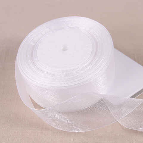 15mm 20mm 25mm 40mm 50mm White Organza Ribbon 45Meters/Roll DIY Crafts Supplies Wedding Decoration Valentine's Day Gift Wrapping ► Photo 1/5