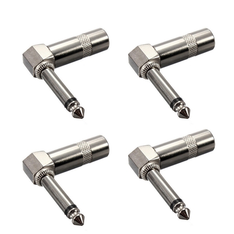 4pcs 1/4 Inch 6.35mm Jack Right Angle Male Mono Plug L-shape Connector For Guitar Audio ► Photo 1/4