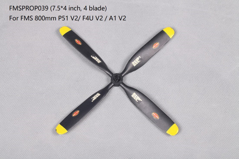 FMS 800mm Mini P51 P47 F4U A1 V2 Propeller 7.5*4 4 blade FMSPROP039 RC Airplane Aircraft Model Plane Spare Parts Accessories ► Photo 1/1