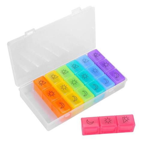 7 Days Weekly Pill Organizer Plastic Tablet Dispenser Medicine Container with 21 Compartments Weekly Pill Organizer ► Photo 1/6