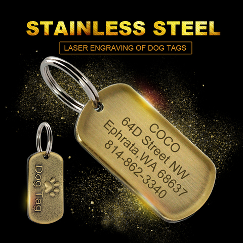 Customized Military Dog Tag Stainless Steel Dog Tags Dog Nameplate Puppy Name Phone Tags Pet Collar Pendant Dog Accessories ► Photo 1/6