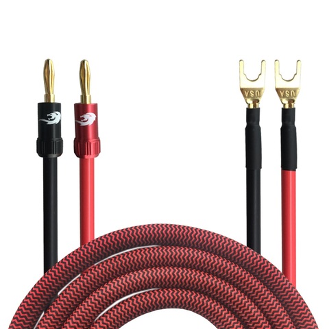 High-Fidelity Speaker Cable with Banana Plug to Spade Plug for Home Theater Amplifier Audio Cable Gold Plated OFC ► Photo 1/3