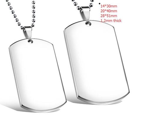 GNAYY 5pcs/10pcs/50pc Stainless Steel 1.2mm thick Dog Tag Pendant Army card Charms wholesale choose size 14*30mm/20*40mm/28*50mm ► Photo 1/6