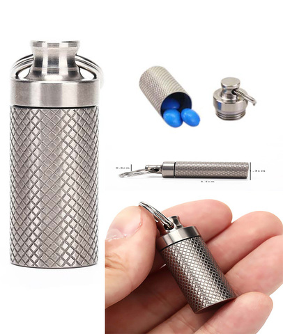 alloy Waterproof Canister Medicine Seal Capsule Bottle Keyring Multi Tools Outdoor Waterproof Canister Titanium ► Photo 1/6