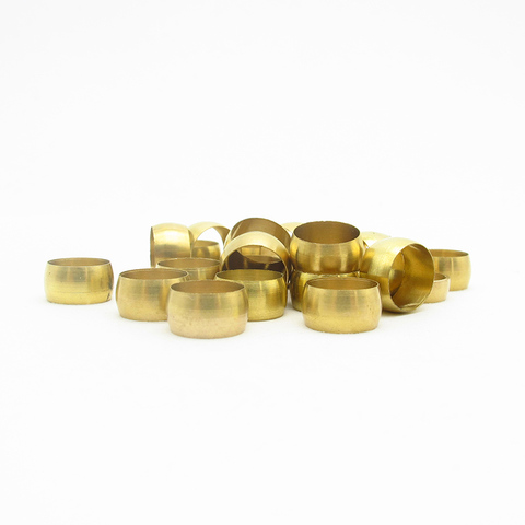 10PCS 3/4/5/6/6.35/8/10/12/14/16mm ID Brass Fit Compression Sleeve Fitting Sleeve Ferrule Ring ► Photo 1/2