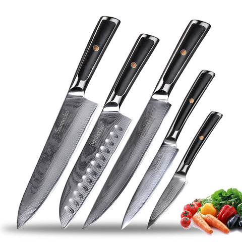 Sunnecko Damascus Steel Kitchen Knives Set Japanese VG10 Razor Sharp Chef's Slicing Utility Paring Bread Santoku Knife Gift Box ► Photo 1/6