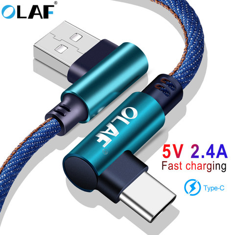 Olaf USB Type C Cable 90 degree elbow for Samsung Galaxy S9 S8 Plus USB Charger Cable for Xiaomi redmi note 7 Oneplus 6t USB C ► Photo 1/6