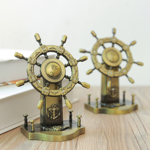 ERMAKOVA Metal Vintage Ship Wheel Figurine Steering Wheel Helm Model Collectible Souvenir Home Office Decoration ► Photo 1/6