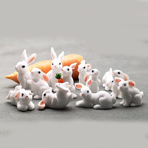 1 Pcs 12 Style Cute Rabbit Easter Miniature Hare Animal Figurine Resin Craft Mini Bunny Ornament Fairy Garden Supplies ► Photo 1/6