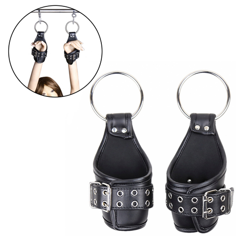 Sex Leather Ankle Wrist Suspension Cuffs Restraint BDSM Bondage Strap Keep Suspended Hanging Handcuffs For Adult Product ► Photo 1/6