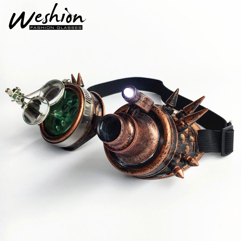 New Steampunk Sunglasses Men Cosplay With Light Bulbs And Magnifying Glass  Gothic Goggles Women Retro Glasses Halloween Prop - Price history & Review, AliExpress Seller - WESHION Glasses Store