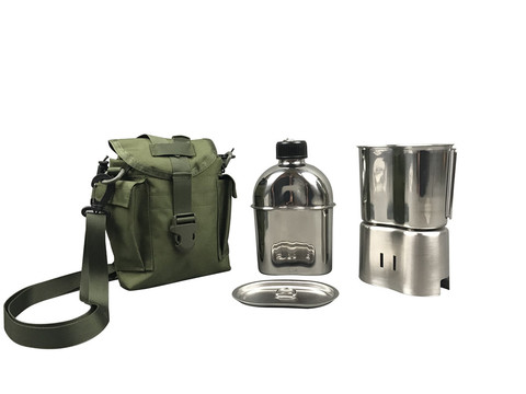 Jolmo Lander Military Canteen Kit, Stainless Steel Canteen Set Canteen Cookware Set with Cover ► Photo 1/4